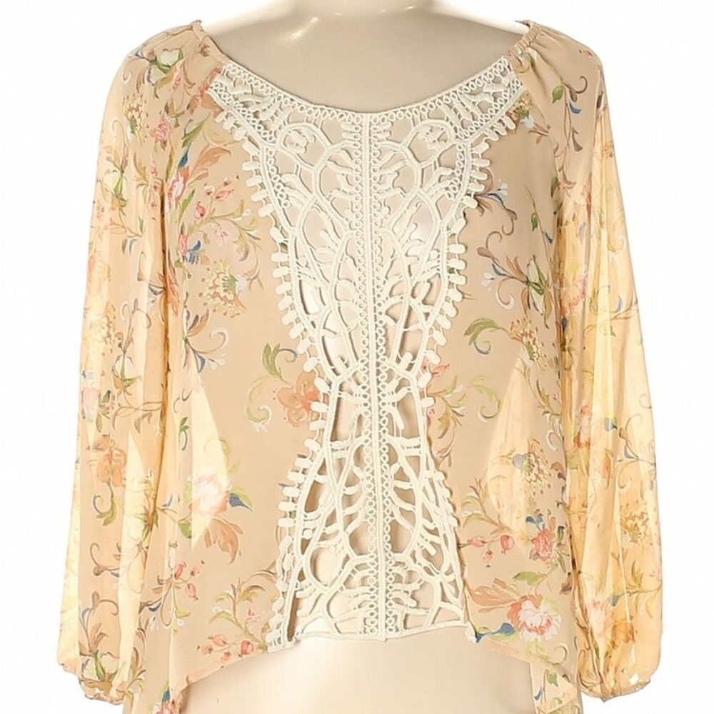 Kelly Renee Top Sheer Floral Long Sleeve Boho